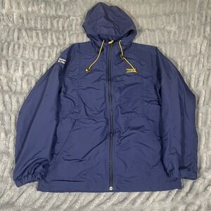 LL Bean Mens Navy Blue Nylon Hooded Anorak Jacket Size S Mountain Classic 506185